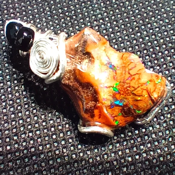 Australian Boulder Opal Pendant Sterling Silver - Picture 7 of 16